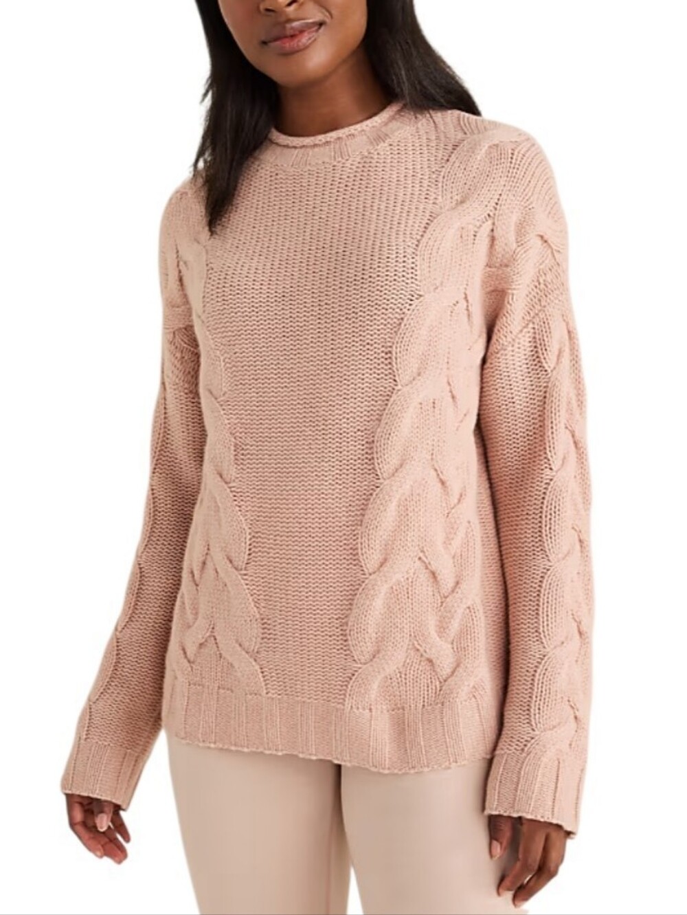 Haven Well Within Cashmere Sweater Size L Cable Knit Roll Neck Fisherman